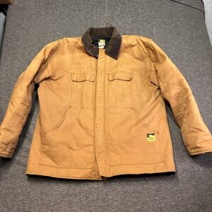 Vintage WearGuard Canvas Work Jacket Mens XL Brown Quilted Corduroy Collar USA‎